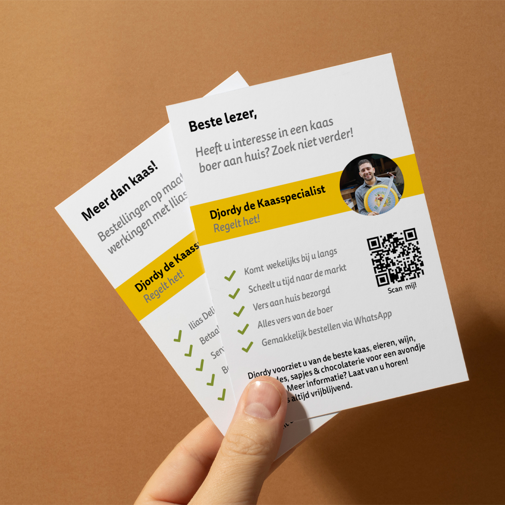 Visitekaartjes van Kaasboer Koolmoes (Djordy de Kaasspecialist)